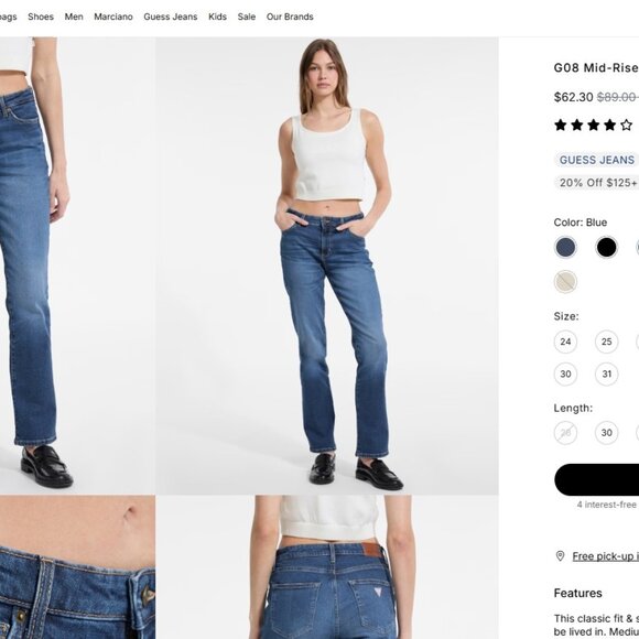 Women's Guess G08 Mid-Rise Straight Jeans - Picture 12 of 12